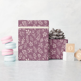 Botanical Pattern Muted Plum - Wrapping Paper Roll
