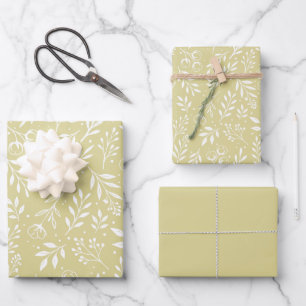Botanical Pattern Muted Yellow  Wrapping Paper Set
