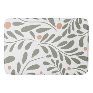 Botanical Pattern Sage green leaves Bath Mat