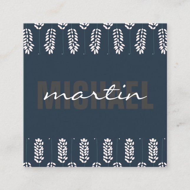 Botanical Pattern Square Business Card (Front)