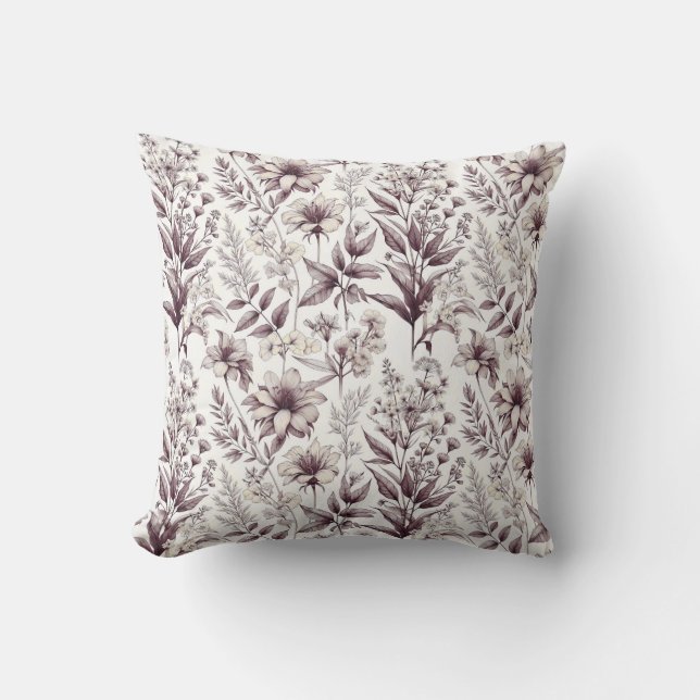 Botanical Pattern Throw Pillow (Front)