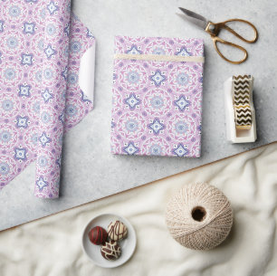 Botanical Pattern with Blue, Lavender, and Pink Wrapping Paper