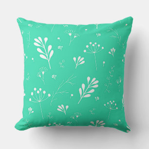 Botanical Pattern With Minimalistic Floral Element Throw Pillow