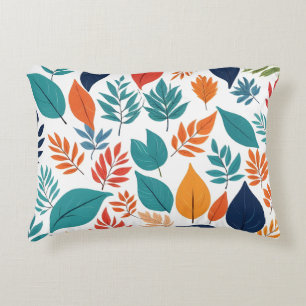 Botanical pattern with tropical leaves on white accent pillow
