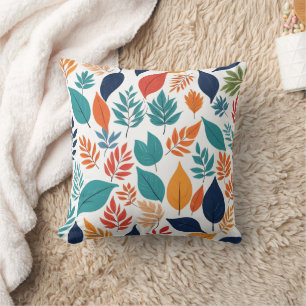 Botanical pattern with tropical leaves on white throw pillow