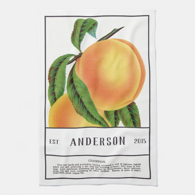 Botanical Peaches Customizable Kitchen Towel (Vertical)