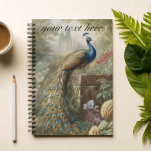 Botanical: peacock customizable notebook