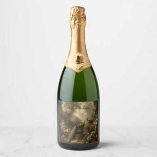 Botanical: peacocks English garden customizable Sparkling Wine Label