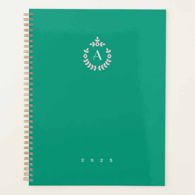 Botanical Pendant Crest Monogram Yearly Planner (Front)