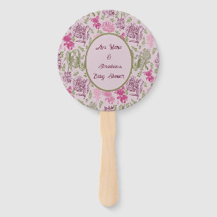Botanical Peony Eucalyptus Girl Baby Shower Hand Fan