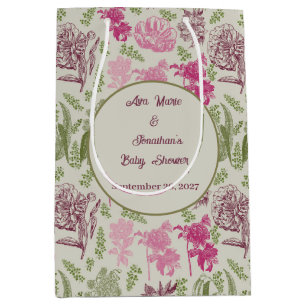 Botanical Peony Eucalyptus Girl Baby Shower  Medium Gift Bag