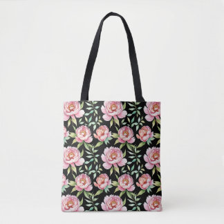 Botanical Peony Floral Shopping Bag