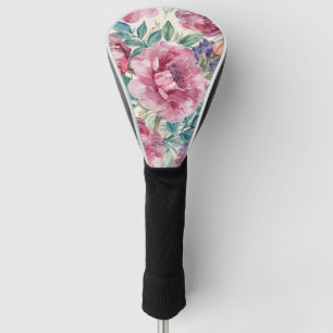 Botanical Peony Watercolor Lavender Blooms Floral Golf Head Cover