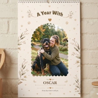 Botanical Personalized Dog Photo Easy Custom Calendar