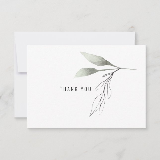  Botanical Personalized Script Name Thank You Card (Front)