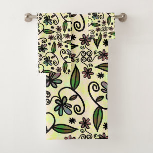 botanical petals bath towel set