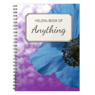 Botanical Photo Blue Poppy Personalized Notebook