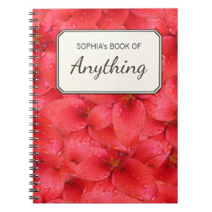 Botanical Photo Red Garden Lilies Personalized Notebook