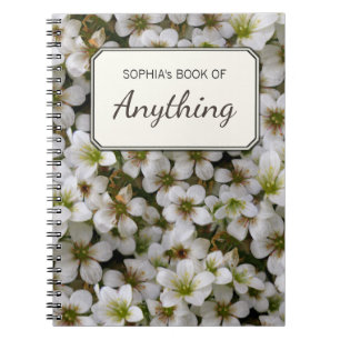 Botanical Photo White Garden Flowers Personalized Notebook