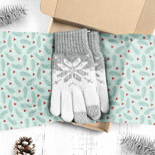 Botanical Pine Needles and Berries Christmas Tissue Paper