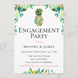 Botanical Pineapple Engagement Party Invitation