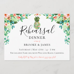 Botanical Pineapple Rehearsal Dinner Invitation