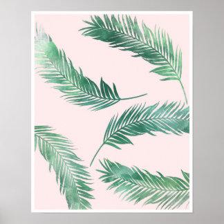 Botanical pink and green nature poster print