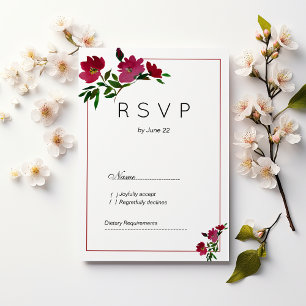 Botanical pink burgundy green floral RSVP Invitation