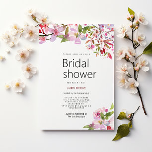 Botanical pink cherry blossom summer Bridal Shower Invitation