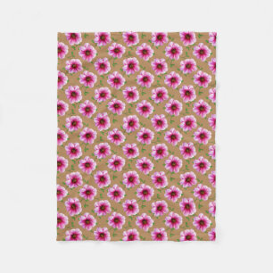 Botanical Pink Dahlia Flower on any Colour Fleece Blanket