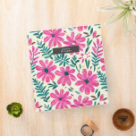 Botanical Pink Daisies Watercolor Pattern Binder<br><div class="desc">Watercolor inspired pattern with illustrations of pink daisies and botanical greenery with name inside grey rectangle at front.</div>
