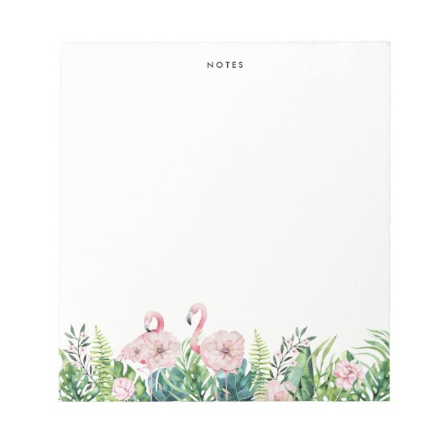 Botanical Pink Flamingo Floral Garland Custom Notepad (Front)