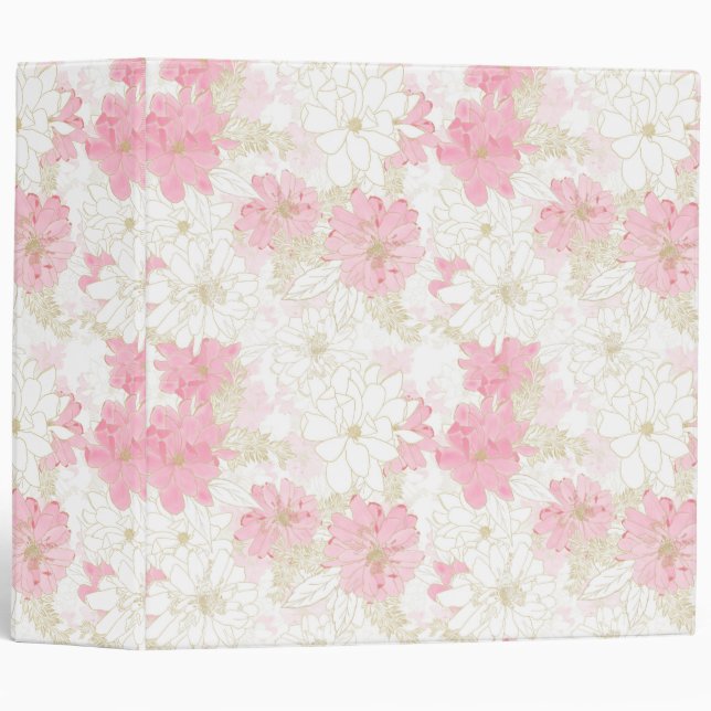 Botanical Pink Gold Flowers Binder (Front/Spine)