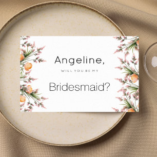 Botanical pink orange summer flowers Bridesmaid Invitation