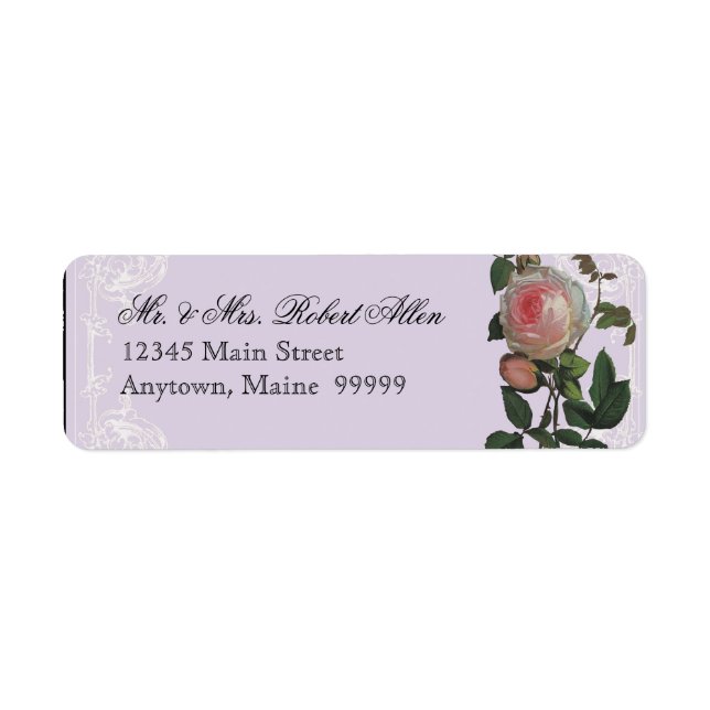 Botanical Pink Rose, Lilac - Return Address Labels (Front)