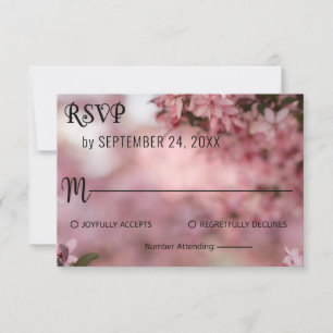 Botanical pink roses blossoms chic floral wedding RSVP card