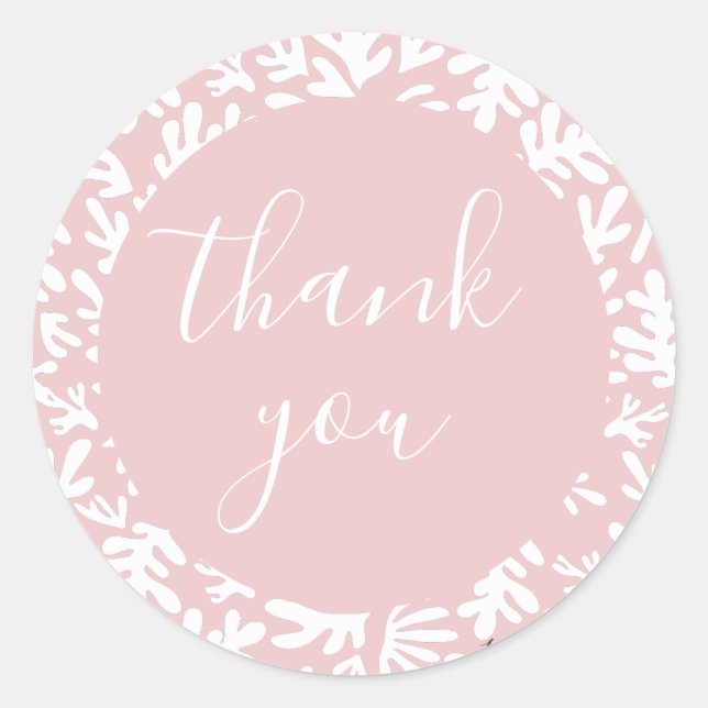Botanical Pink Small Business Customer Thank You Classic Round Sticker (Front)