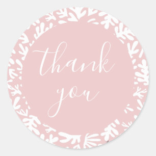 Botanical Pink Small Business Customer Thank You Classic Round Sticker