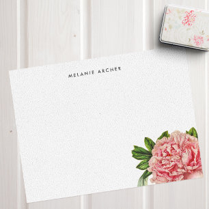 Botanical Pink Watercolor Peony Personalized Card