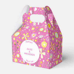 Botanical Pink Wildflower Floral Pattern Favor Box