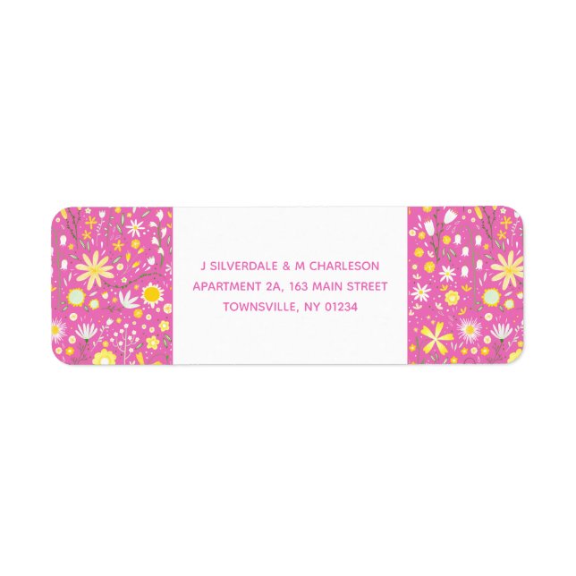Botanical Pink Wildflower Floral Return Address (Front)