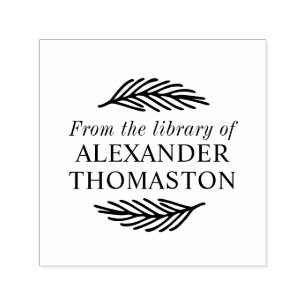 Botanical Plant Sprig #1 Library Book Name Self-inking Stamp