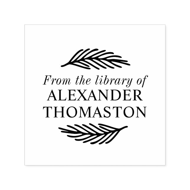 Botanical Plant Sprig #1 Library Book Name Self-inking Stamp (Design)