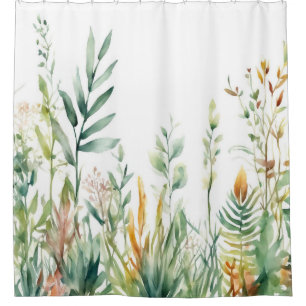 Botanical Plants Green White Design 311