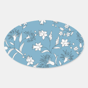 botanical plants oval sticker