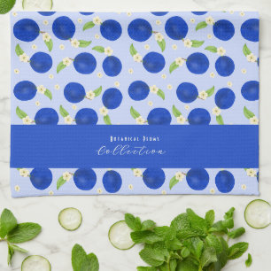 Botanical Plums Collection Blue Kitchen Towel