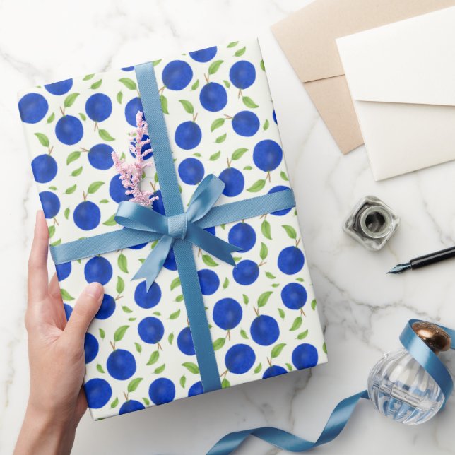 Botanical Plums Collection Ivory Wrapping Paper (Gifting)