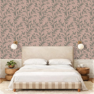 Botanical Poetry of Leaves XL Muted Forest Neutral Wallpaper