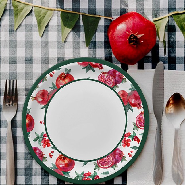 Botanical Pomegranate Paper Plate (Creator Uploaded)
