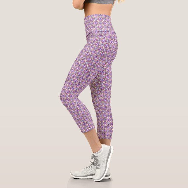 Botanical Pop - Berry Capri Leggings (Left)